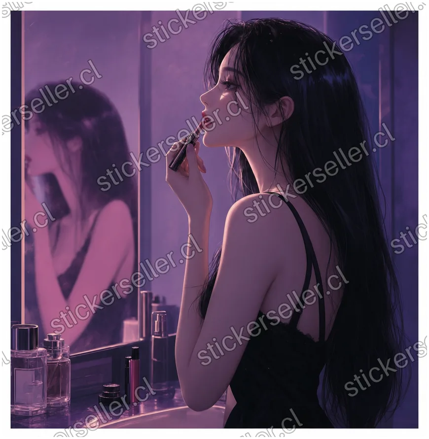 Labial en el espejo