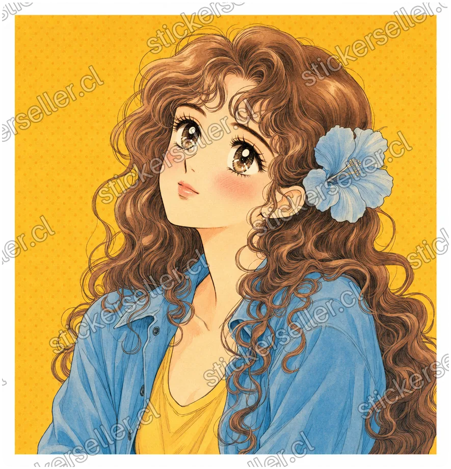 Retrato shoujo con flor
