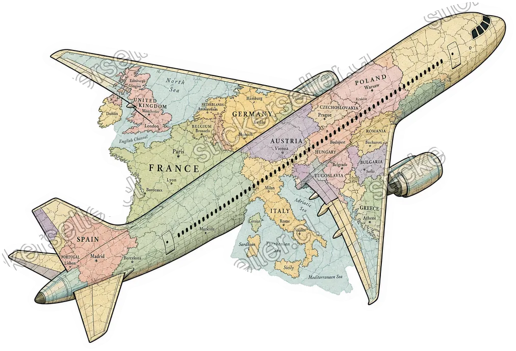 Avión mapa de Europa