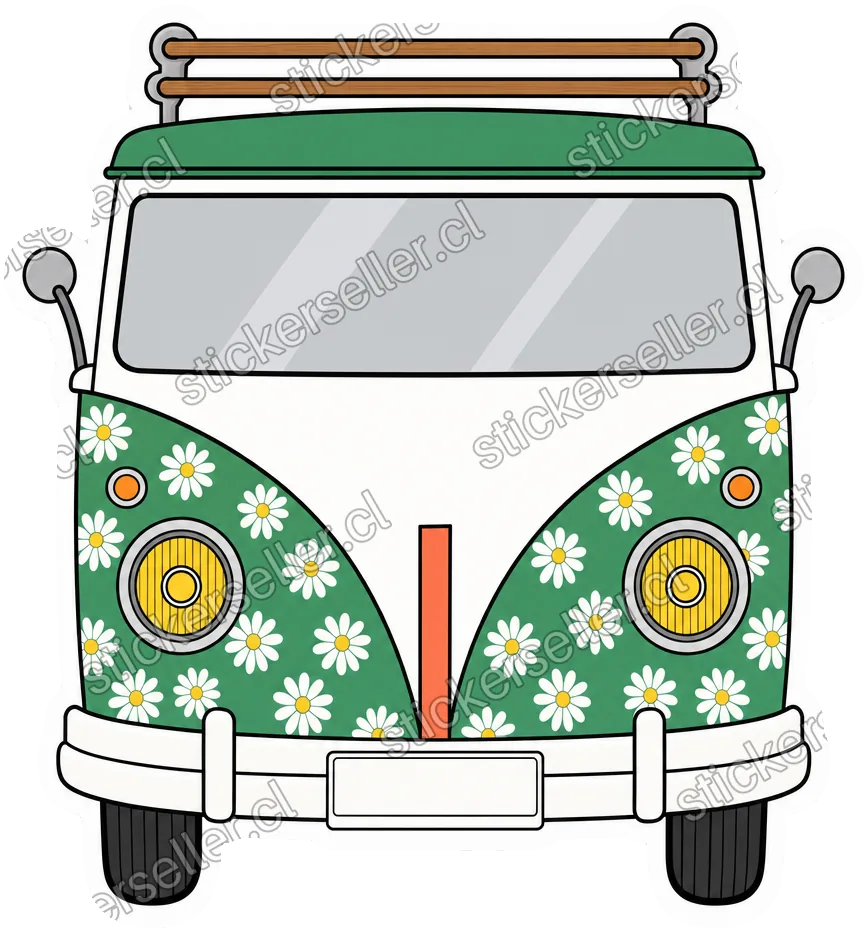 Kombi surfera con margaritas