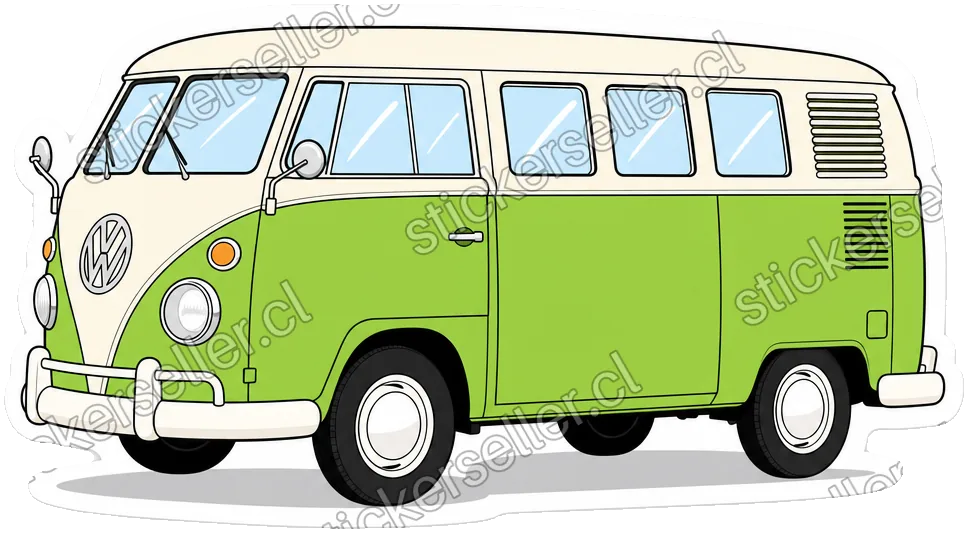 Kombi verde de perfil