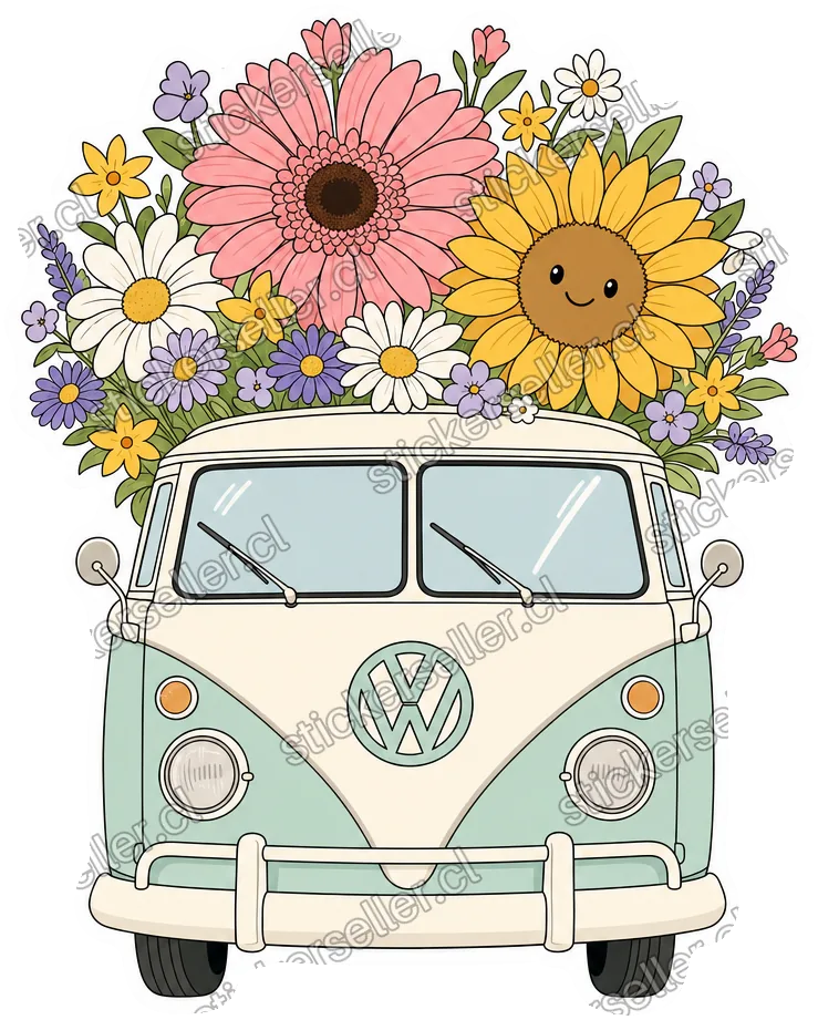 Kombi con flores pastel