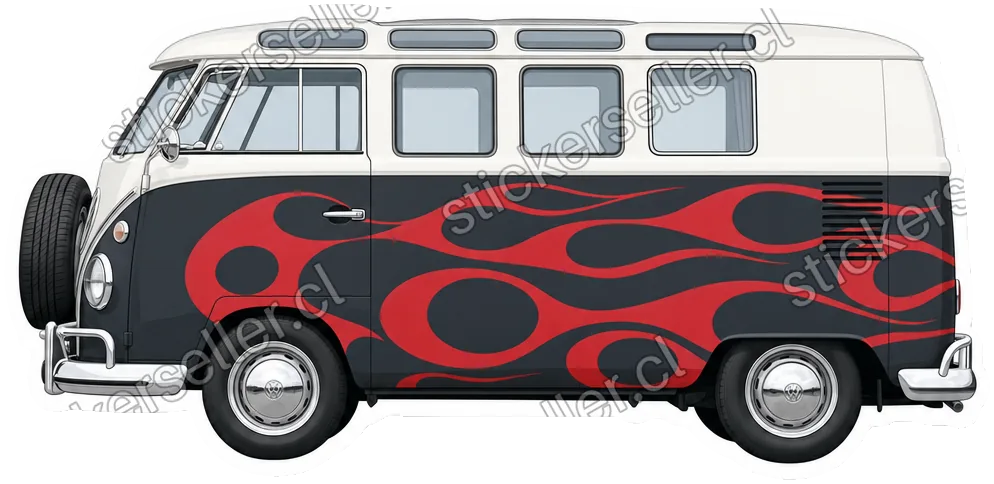 Kombi hot rod con llamas