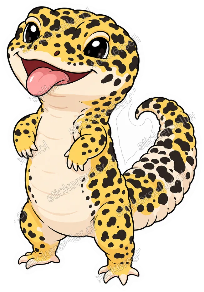 Gecko leopardo con la lengua afuera