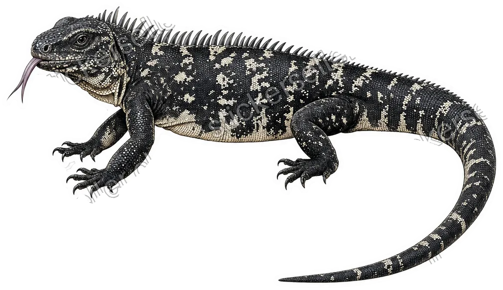 Lagarto oscuro con lengua bífida