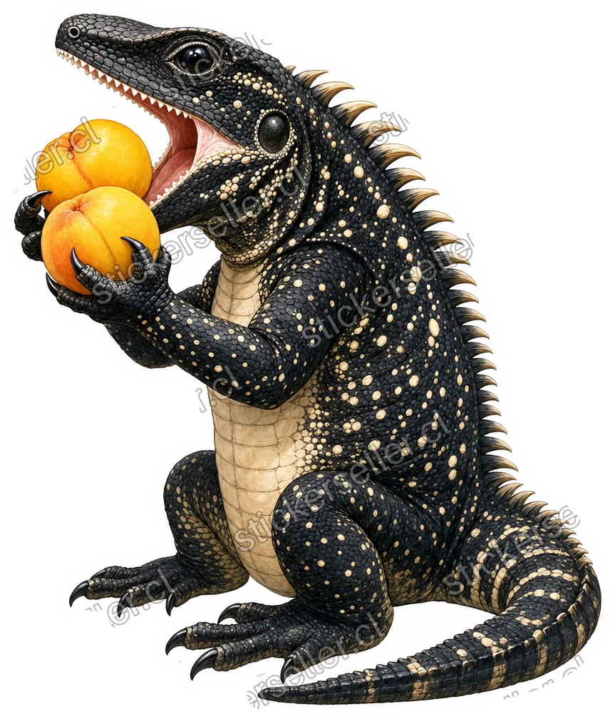 Lagarto oscuro con duraznos