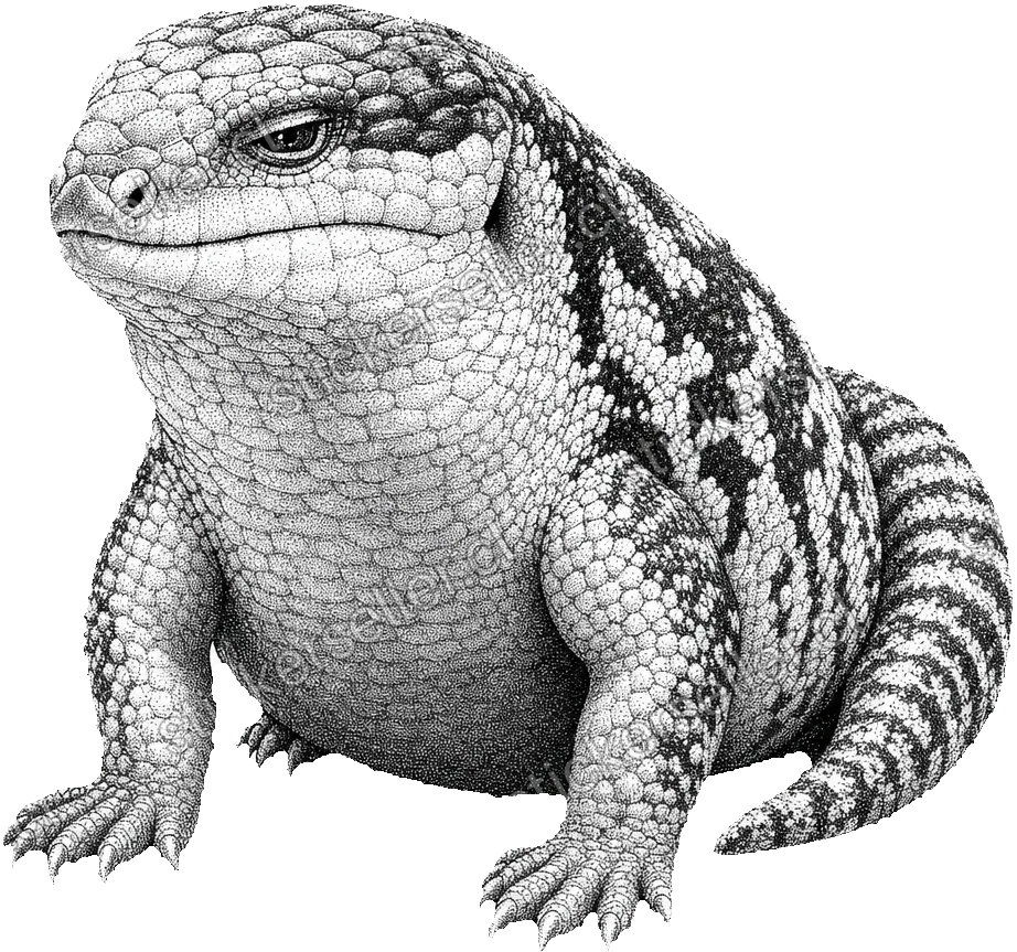 Escinco en tinta puntillista