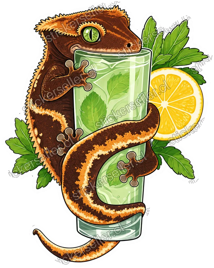 Gecko crestado con trago