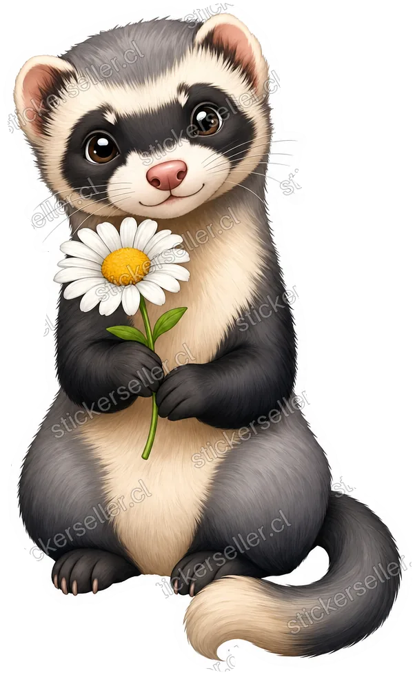 Hurón con flor