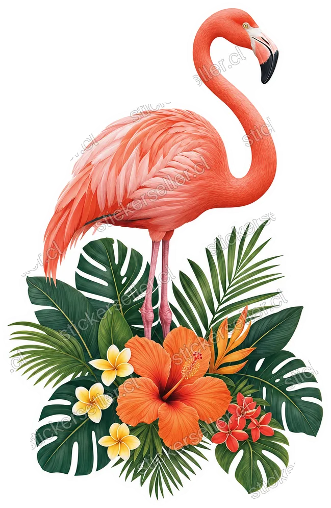 Flamenco entre hibiscos