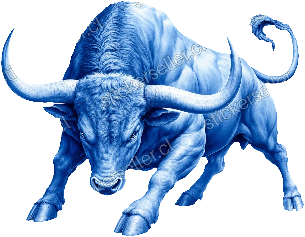 Toro azul embistiendo