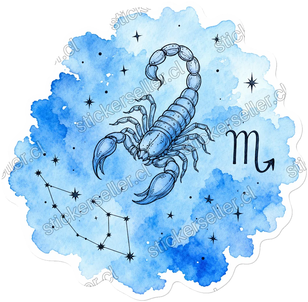Escorpio en acuarela azul