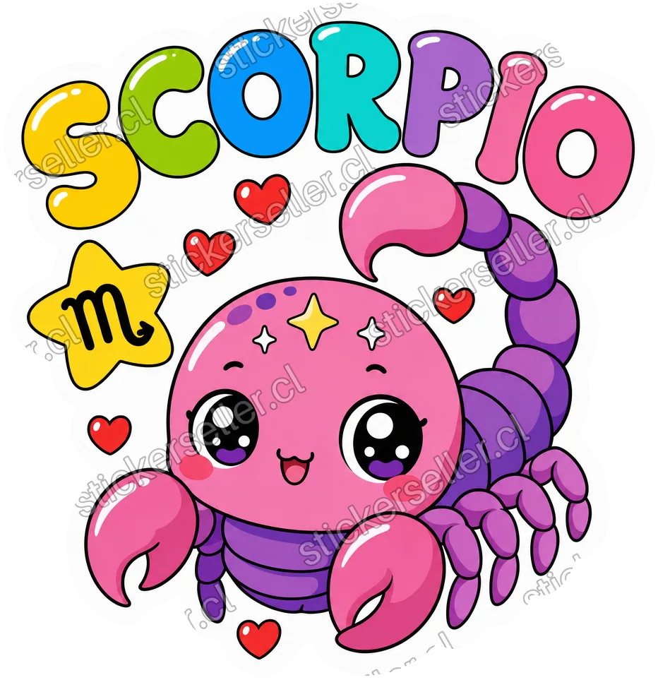 Escorpio kawaii arcoíris
