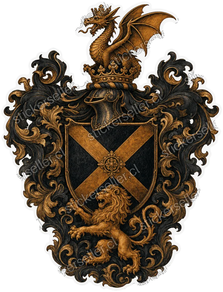 Escudo heráldico dorado