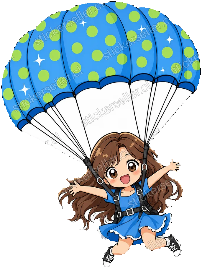 Niña en paracaídas de lunares
